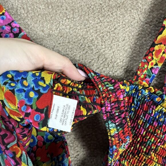 Show Me Your Mumu Kaden Crop Top Womens Large Red Floral Tie Front‎ Smocked USA - Picture 8 of 9